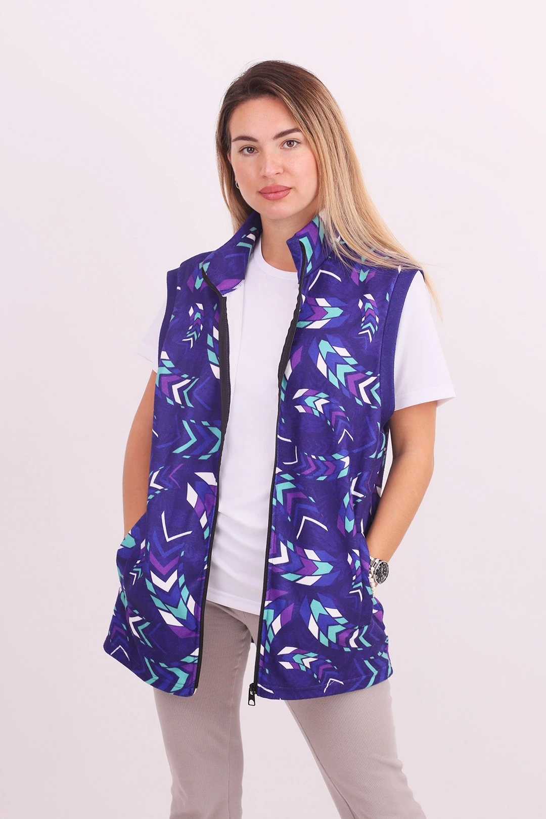 Жилет Джон флисовый без подклада унисекс, с полной запечаткой  "Mauve"#1