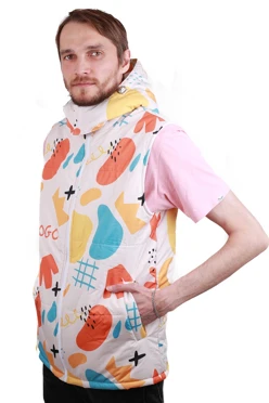 Купить жилет Диего на синтепоне с капюшоном унисекс "Сrowns"