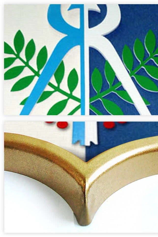 Купить Герб Ижевска 42х50 см барельеф краска рамка под золото