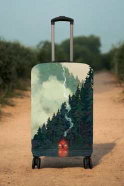 Купить чехол для чемодана (M) с принтом "House in the Forest"