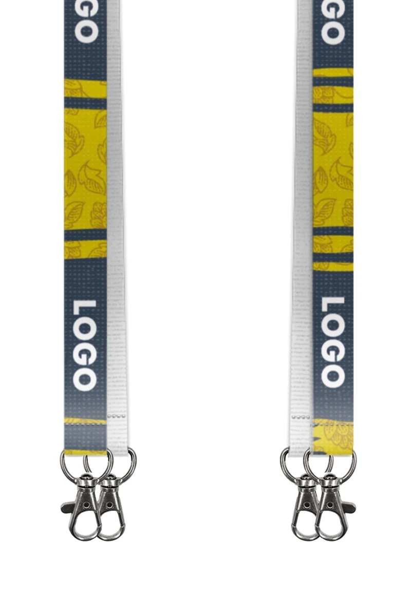 Купить ленту для бейджа блекаут ширина 2,5 см, с двумя карабинами-люкс, с печатью "Logo 2"