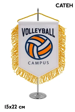 Купить вымпел печатный с вышивкой из сатена с бахромой, 15х22 см