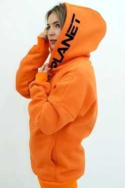 Купить худи Кинг из футера унисекс, оранжевую "Planet"