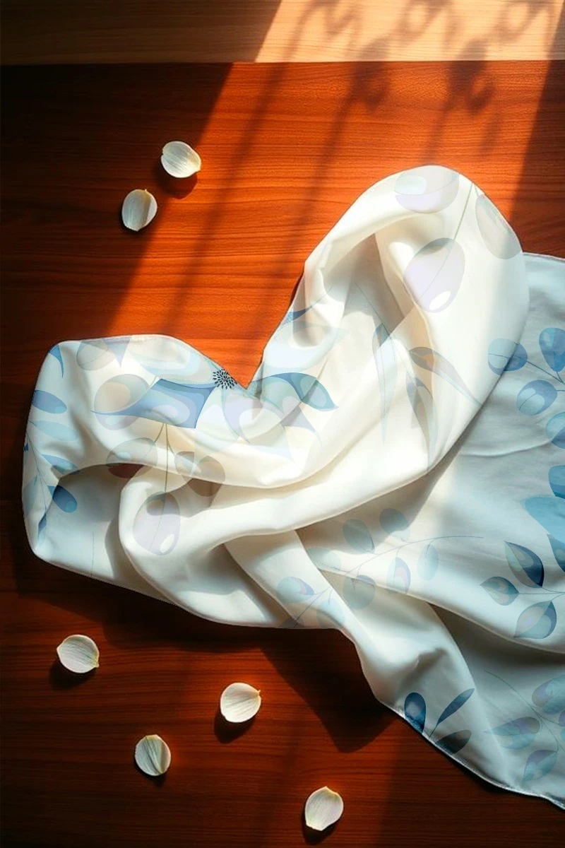 Купить платок Шанель 80х80 см, с полной запечаткой "Blue fresh"