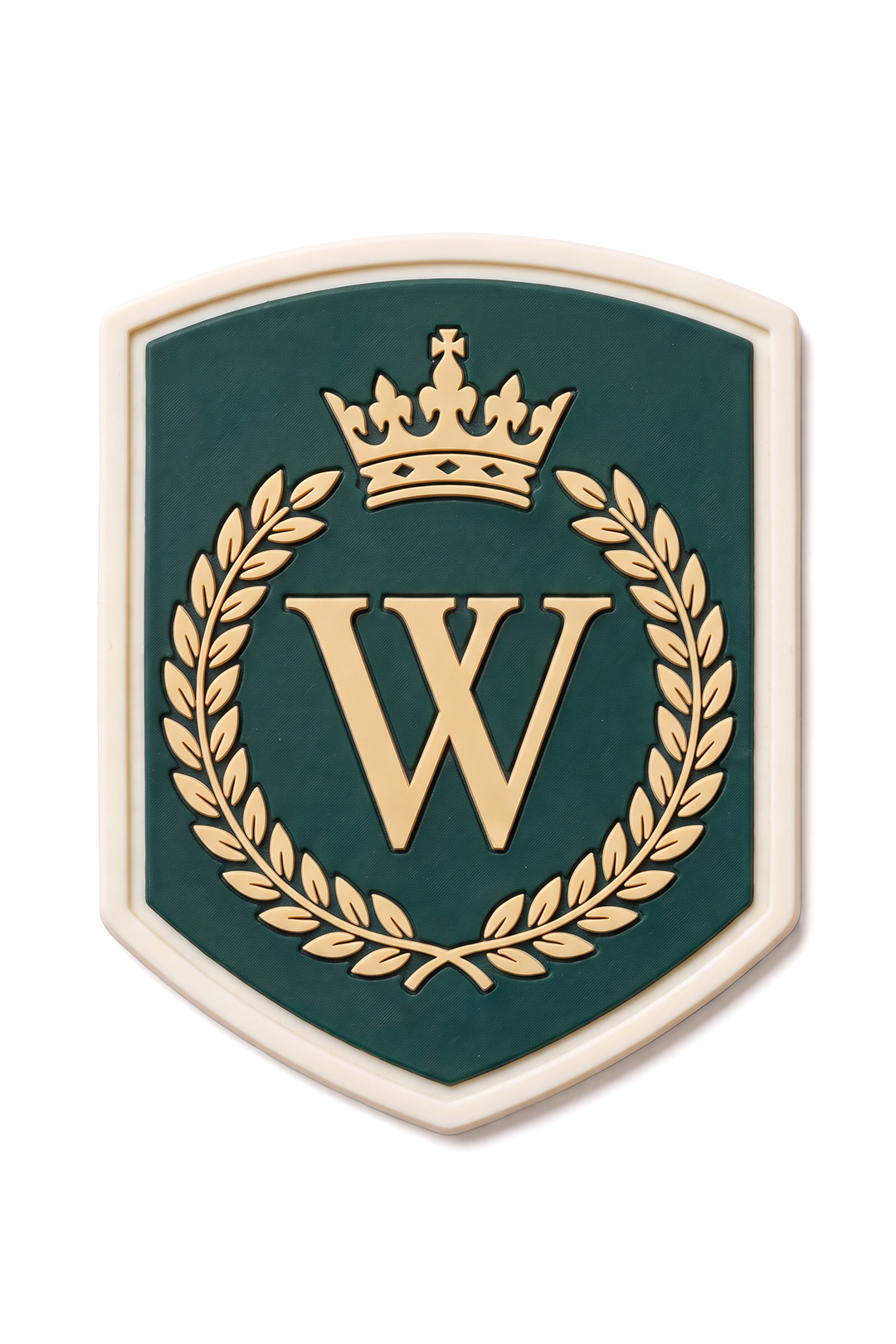 Купить шеврон ПВХ в форме щита рельефный 7х8,5 см "Crowned W"