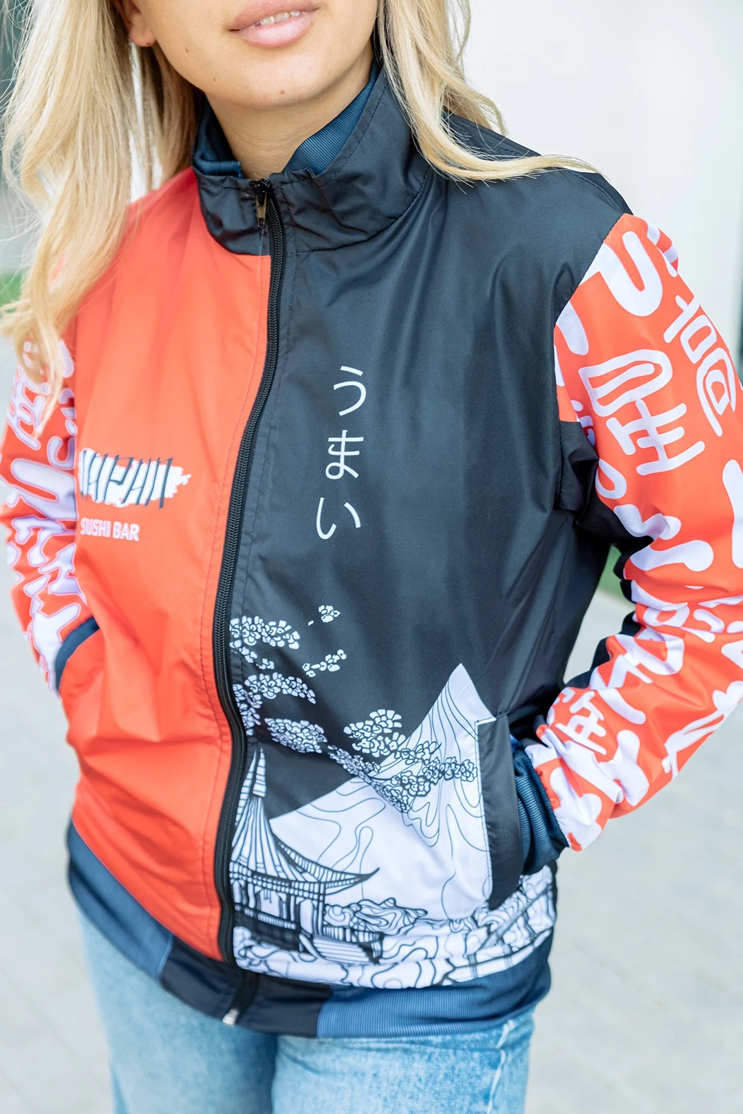 Ветровка Спортинг с двойным воротником унисекс, с полной запечаткой "Kyoto"#1