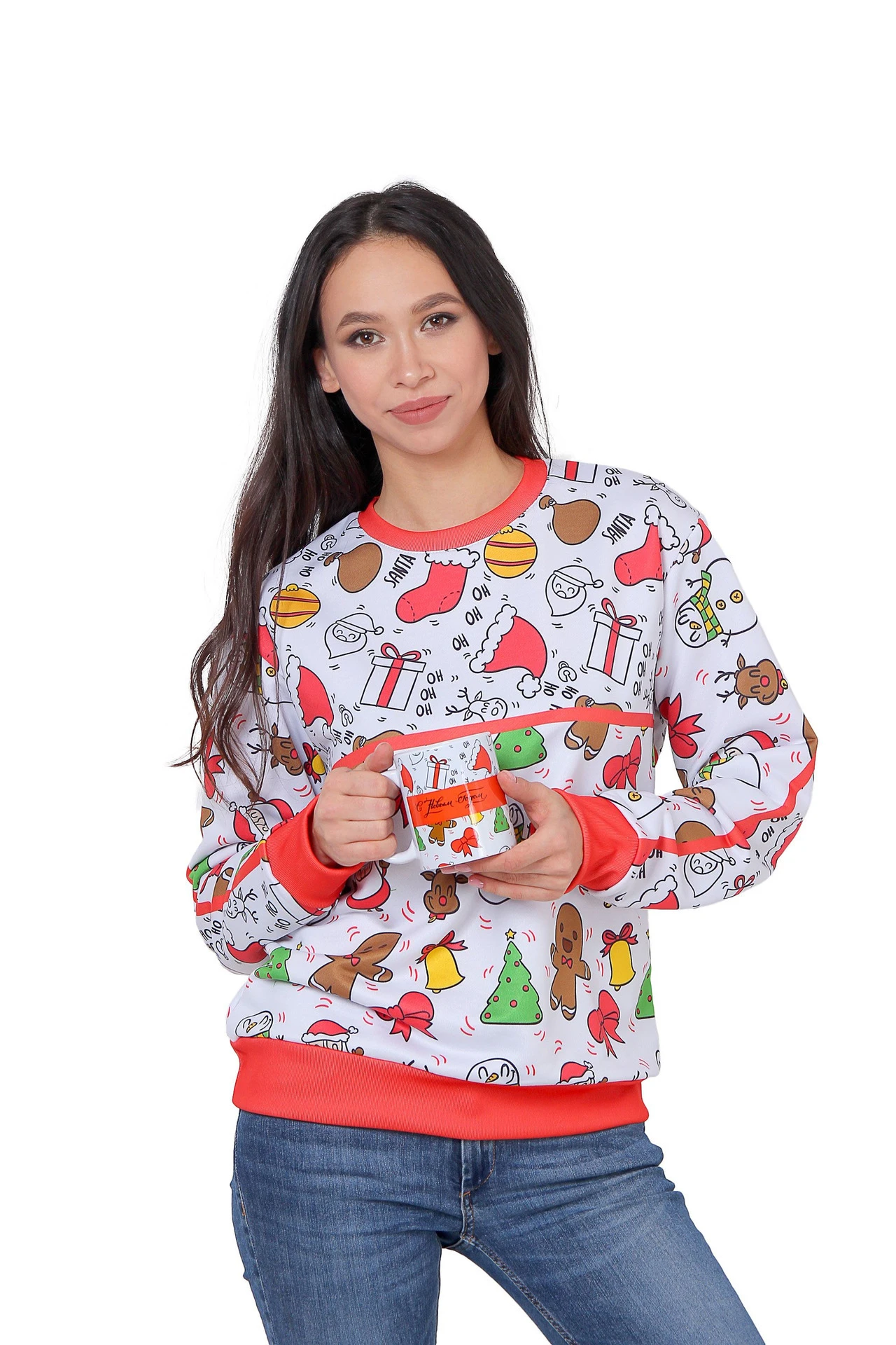 Купить свитшот унисекс "Новый год" с полной запечаткой