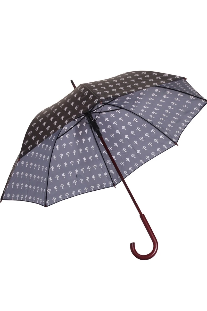 Зонт-трость Мэри с деревянной ручкой однослойный, с полной запечаткой (без совмещения) "Key"#1