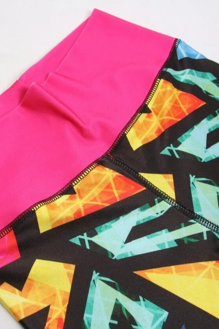 Легинсы женские с широким поясом с принтом "Colored Grunge"#2