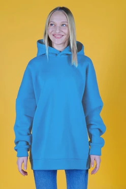 Купить худи Фрэнк из футера унисекс, однотонную голубую