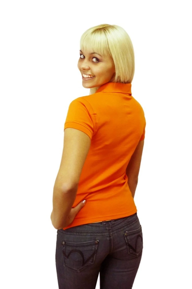 Поло Престиж женская (Modern) однотонная оранжевая (хлопок)#7