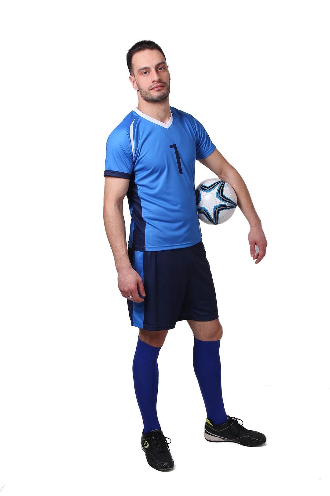 Гетры футбольные взрослые, однотонные синие#1