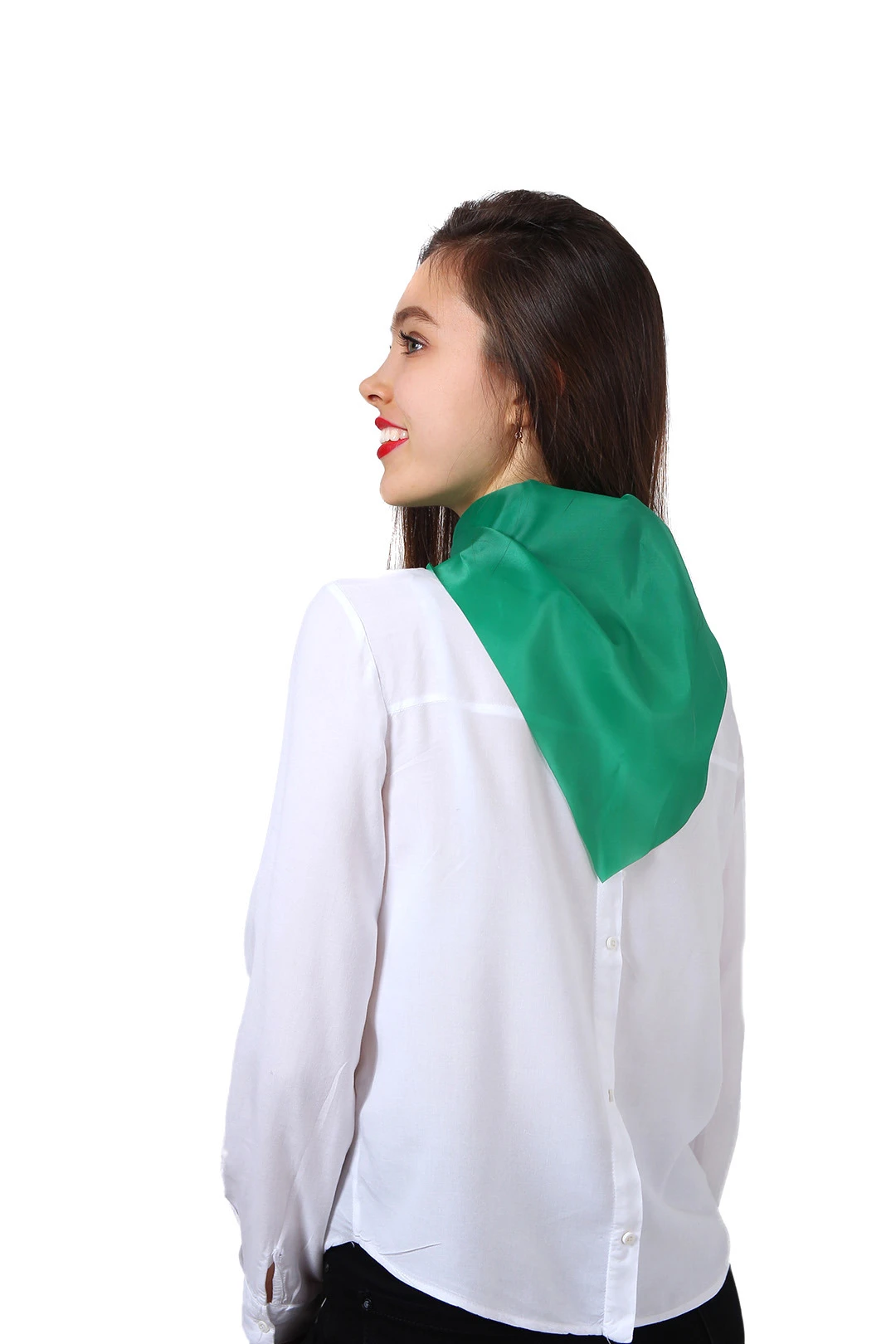 Косынка Лолла из шелка расцвечивания 60х60х90 см, однотонная зеленая#3