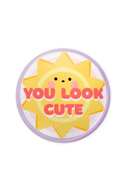 Купить значок закатной диаметр 44 мм, с принтом "You look cute"