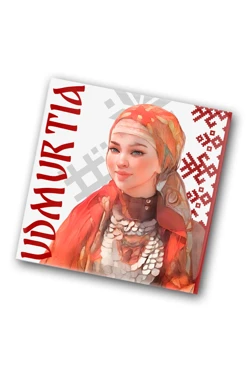 Купить значок заливной Квадрат 25х25 мм, с принтом "Udmurt"