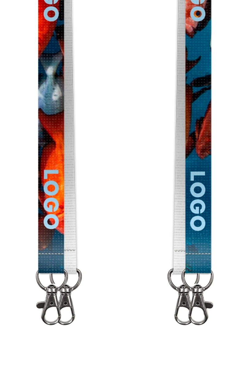 Купить ленту для бейджа блекаут ширина 2 см, с двумя карабинами-люкс, с печатью  "Logo"