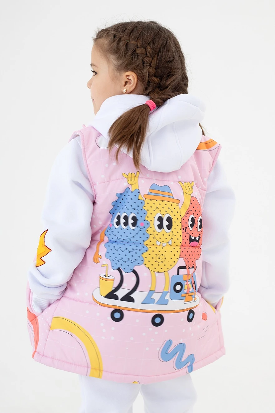 Жилет Портер на синтепоне со стежкой детский, с полной запечаткой "Funs fructs"#4