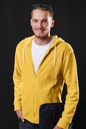 Толстовка Харисон флисовая с капюшоном унисекс, однотонная желтая#3