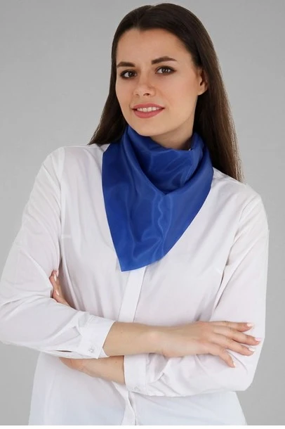 Косынка Лолла из шелка расцвечивания 60х60х90 см, однотонная синяя#4
