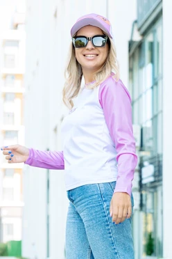 Лонгслив Спэйс Плюс женский с полной запечаткой (полиэстер)#1