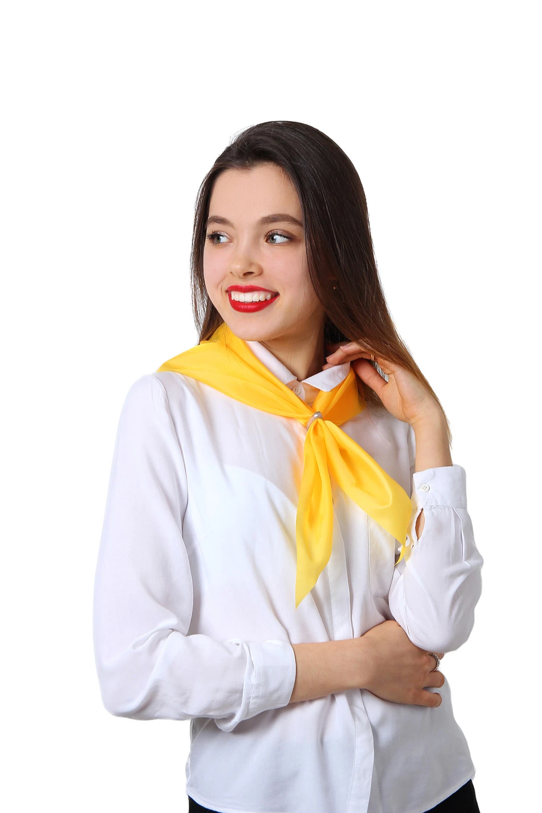 Косынка Лолла из шелка расцвечивания 65х65х95 см, однотонная жёлтая#1