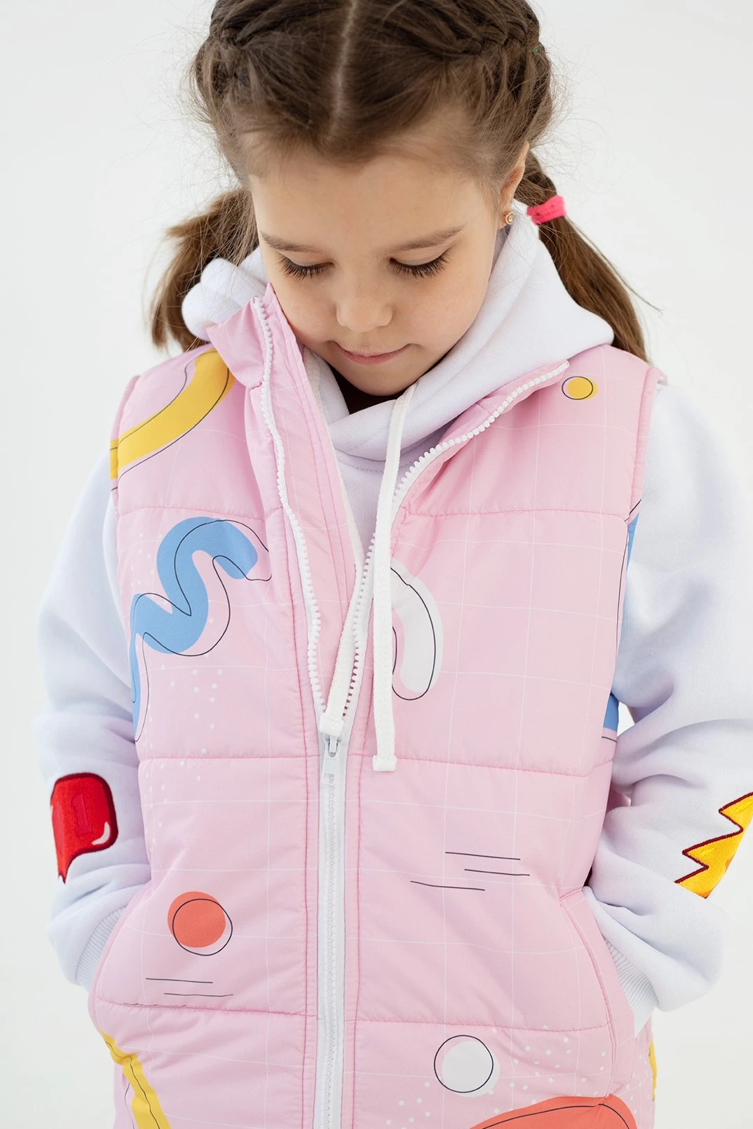 Жилет Портер на синтепоне со стежкой детский, с полной запечаткой "Funs fructs"#1