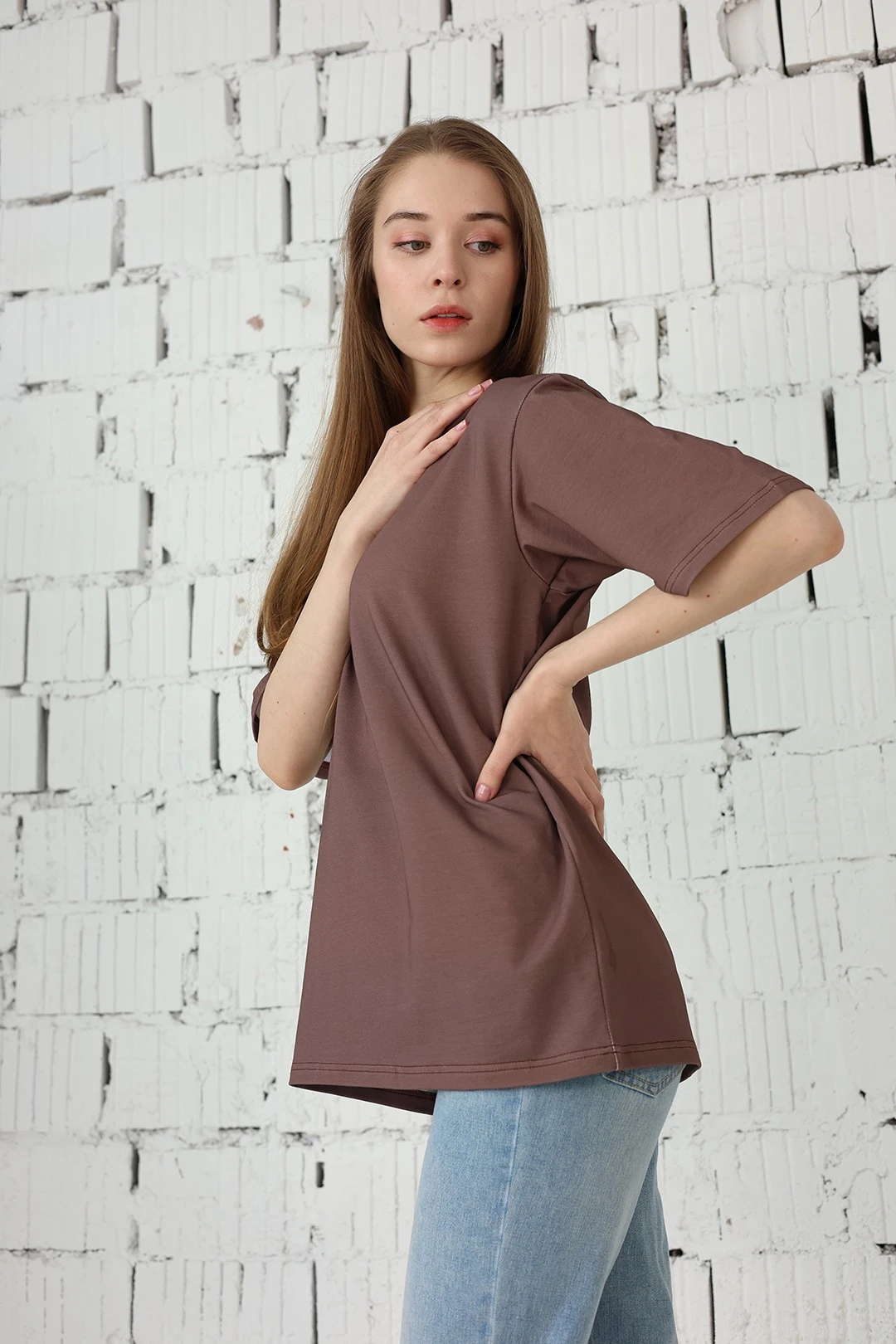 Футболка Мерфи оверсайз унисекс, однотонная капучино (хлопок)#3