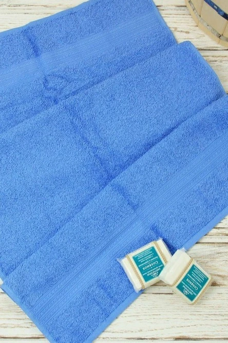 Полотенце махровое 50х90 см (Ituma), однотонное голубое#3