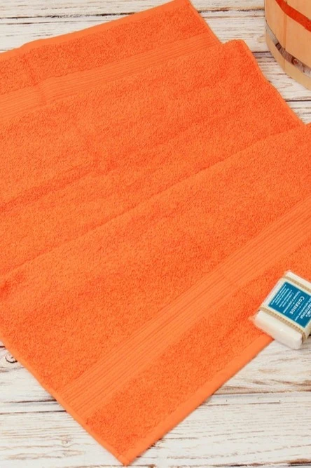 Полотенце махровое 50х90 см (Ituma), однотонное оранжевое#3