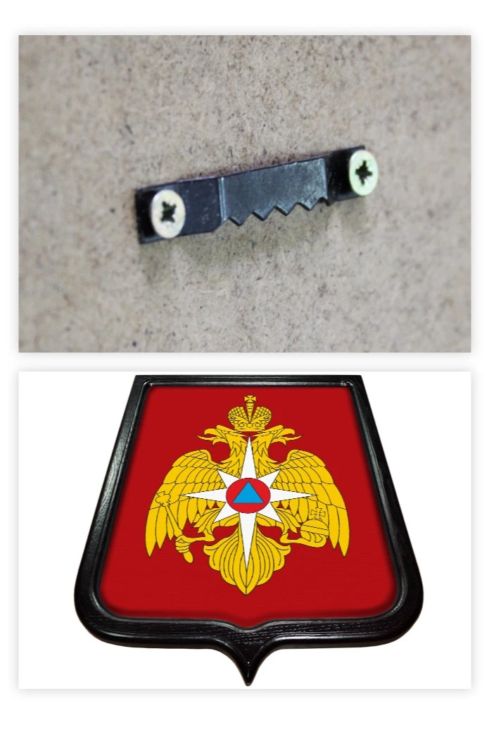 Купить Герб МЧС РФ размер 35х43 см печатный рамка темное дерево