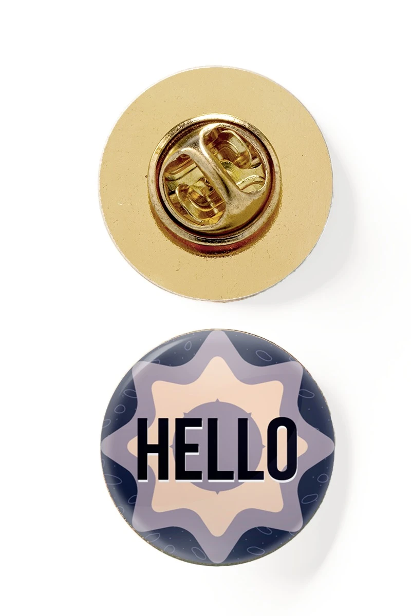 Значок заливной Круг диаметр 15 мм, с принтом "Hello"#1