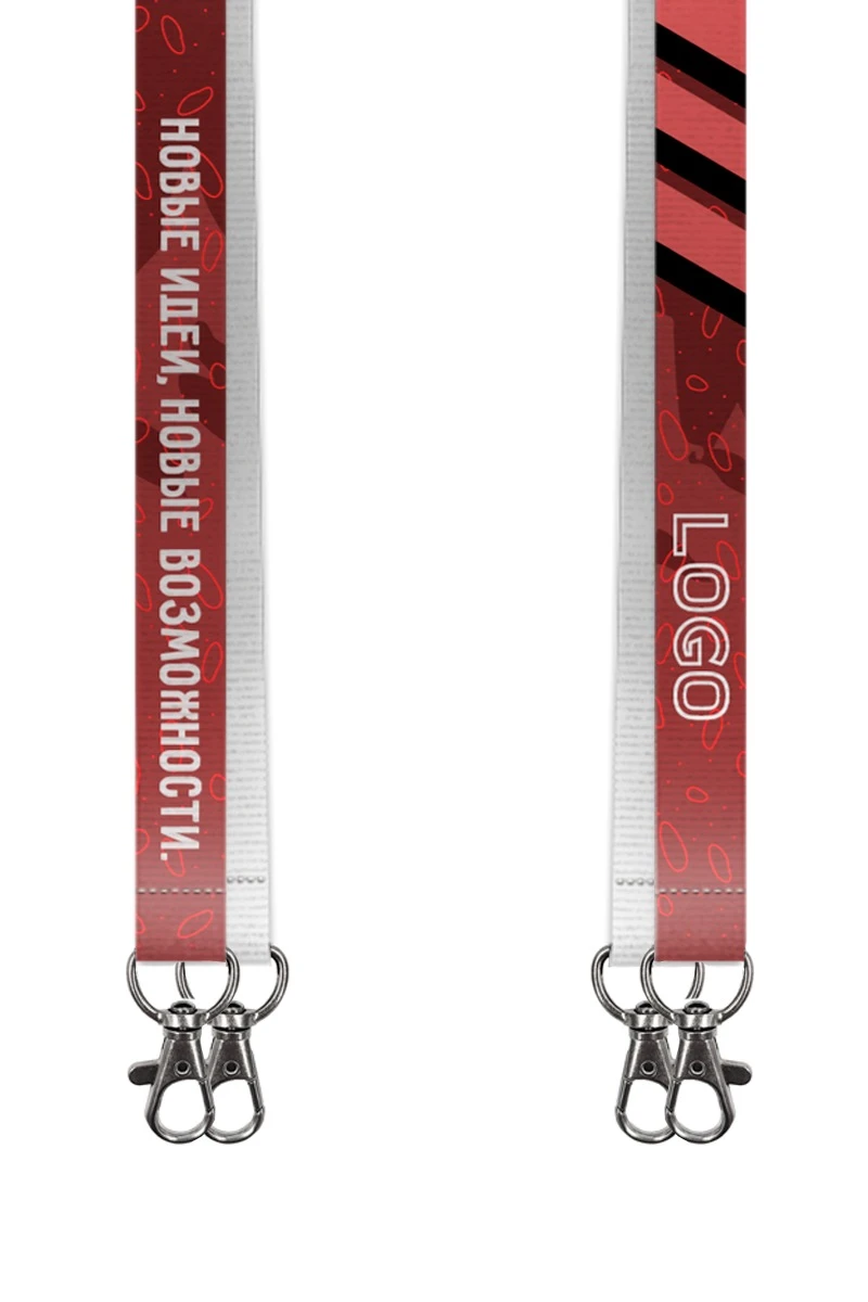 Купить ленту для бейджа репс ширина 2,5 см, с двумя карабинами-люкс, с печатью "Logo 3"