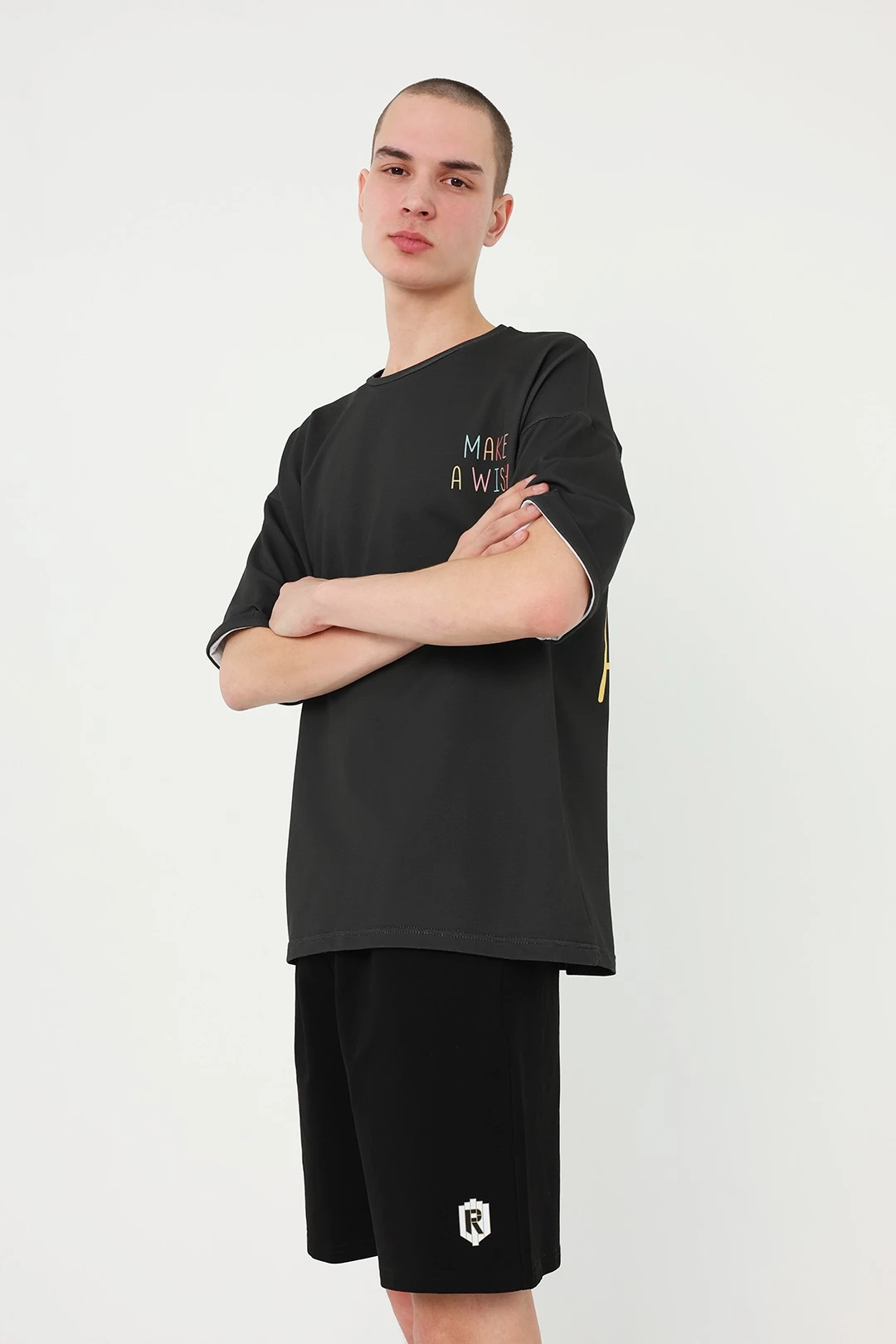 Футболка Бен оверсайз унисекс из футера с полной запечаткой "Make a Wish"#2