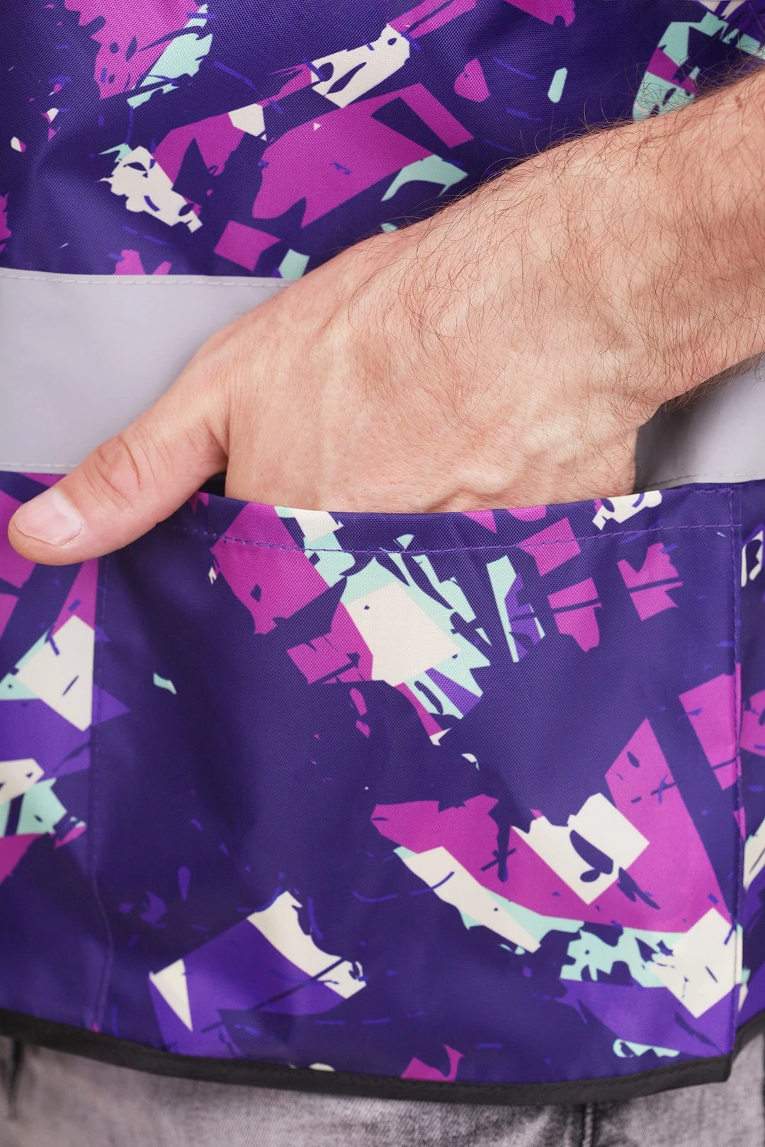 Жилет Эван со светоотражающей лентой унисекс, с полной запечаткой#7 Жилет Эван со светоотражающей лентой унисекс, с полной запечаткой#7