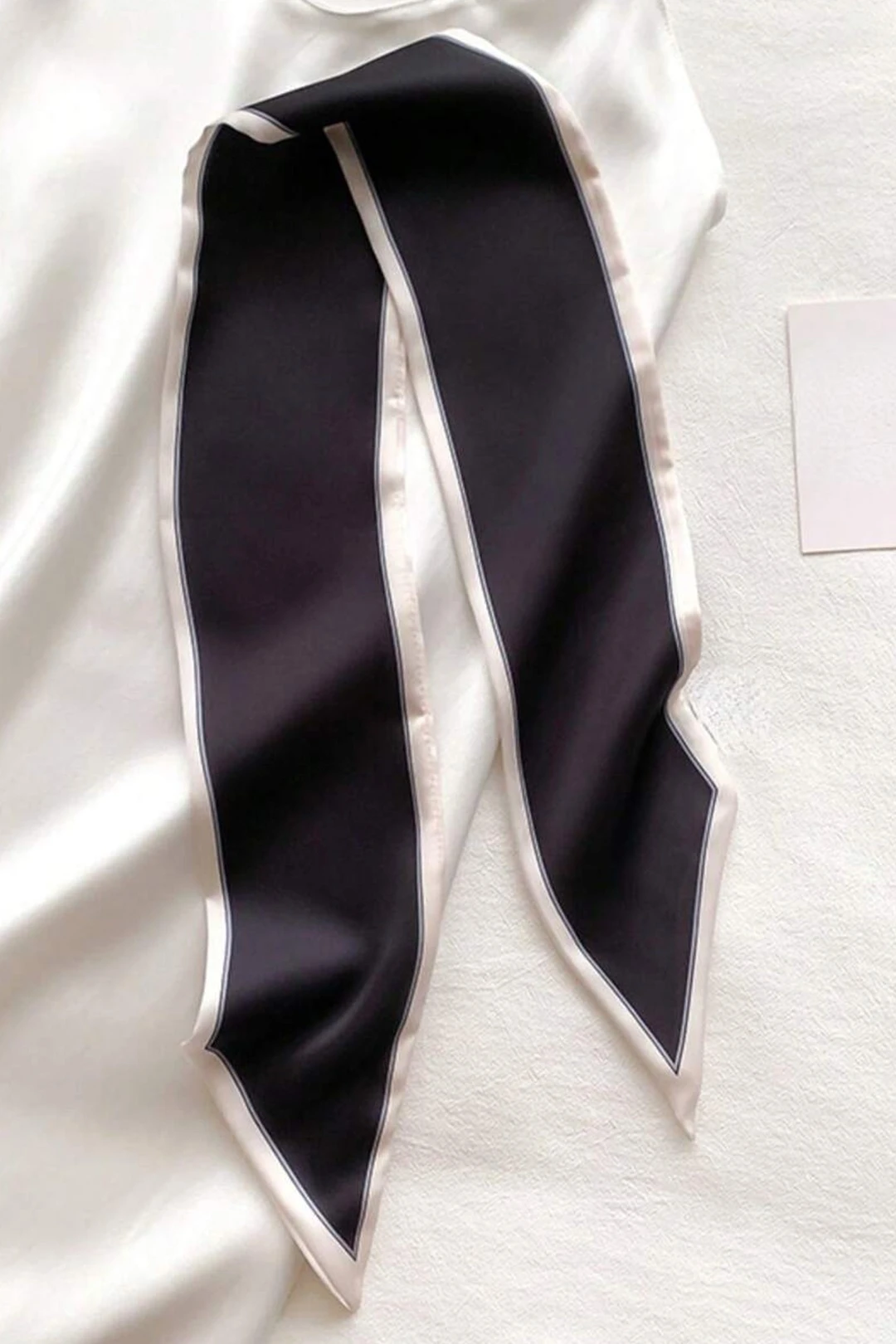 Купить шарф-платок Твилли двухслойный 7х90 см, с полной запечаткой "Black and White"