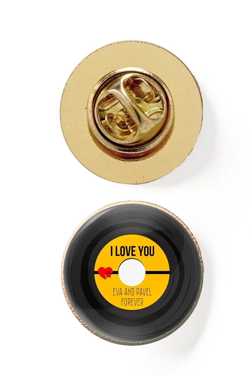 Значок заливной Круг диаметр 13 мм, с принтом "I love you"#1