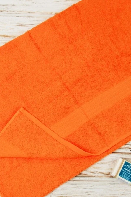 Полотенце махровое 70х140 см (Ituma), однотонное оранжевое#1