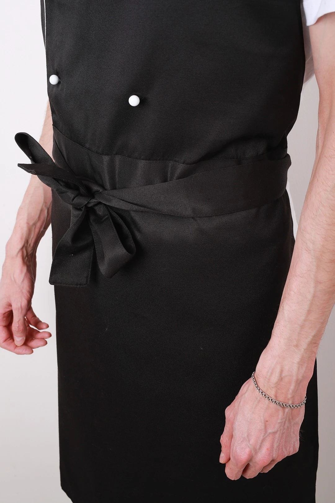 Фартук Бейкер двубортный со стойкой, однотонный черный#4