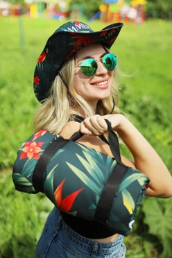 Купить панаму Техас с полями на кнопках, с полной запечаткой "Summer time"