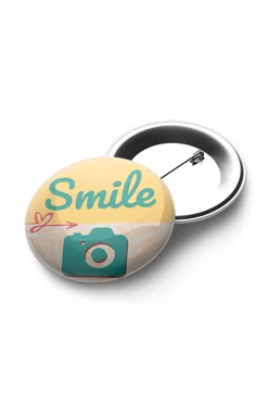 Значок закатной диаметр 44 мм, с принтом "Smile"#1