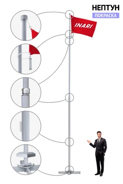 Купить флагшток алюминиевый с закрытым механизмом 7 м