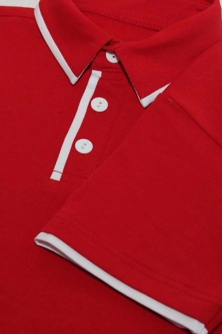 Поло Лайн детская комбинированная красная (хлопок)#4