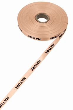 Купить ленту сатин ширина 1 см бежевая, печать черным с одной стороны