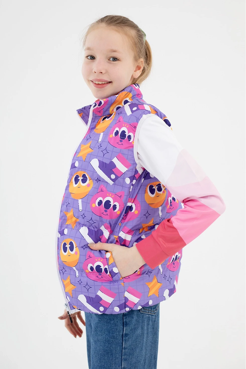 Жилет Морган Лайт с подкладом из лебяжьего пуха детский, с полной запечаткой#4