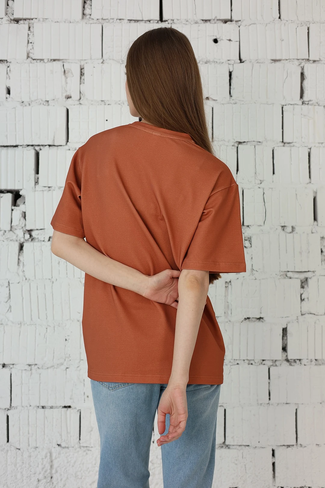 Футболка Мерфи оверсайз унисекс, однотонная коричневая (хлопок)#1