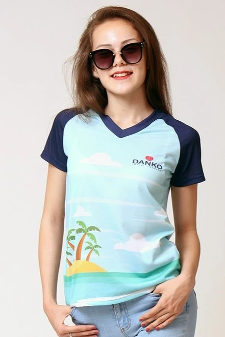 Купить футболку Спэйс V-ворот женская с полной запечаткой (полиэстер)