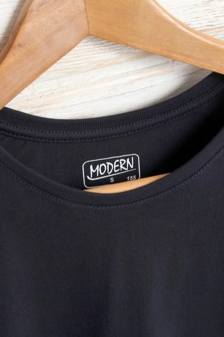 Футболка Премиум женская (Modern) однотонная чёрно-синяя (хлопок)#4