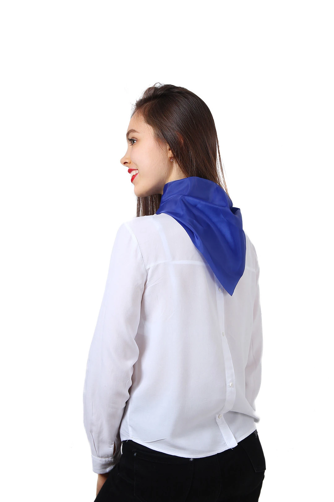 Косынка Лолла из шелка расцвечивания 60х60х90 см, однотонная синяя#2