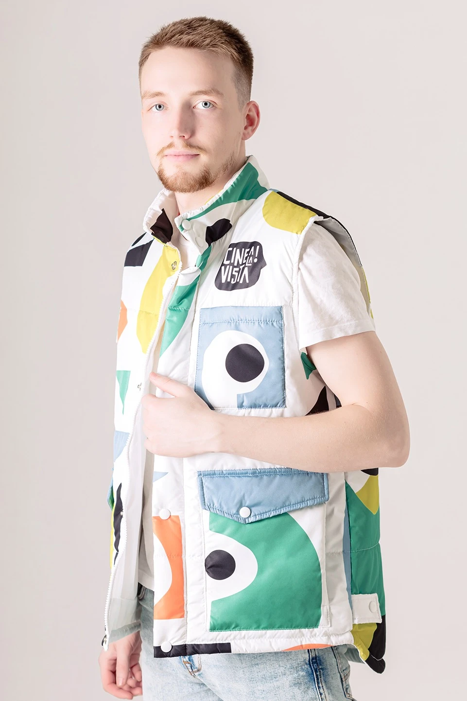 Жилет Хайк на синтепоне унисекс, с полной запечаткой "Cine Vista"#2