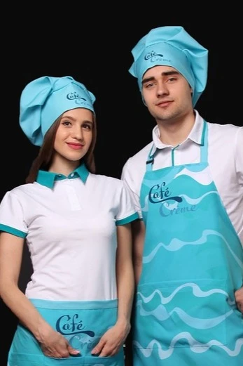 Колпак Ваниль поварской взрослый, с полной запечаткой "Cafe Creme"#1